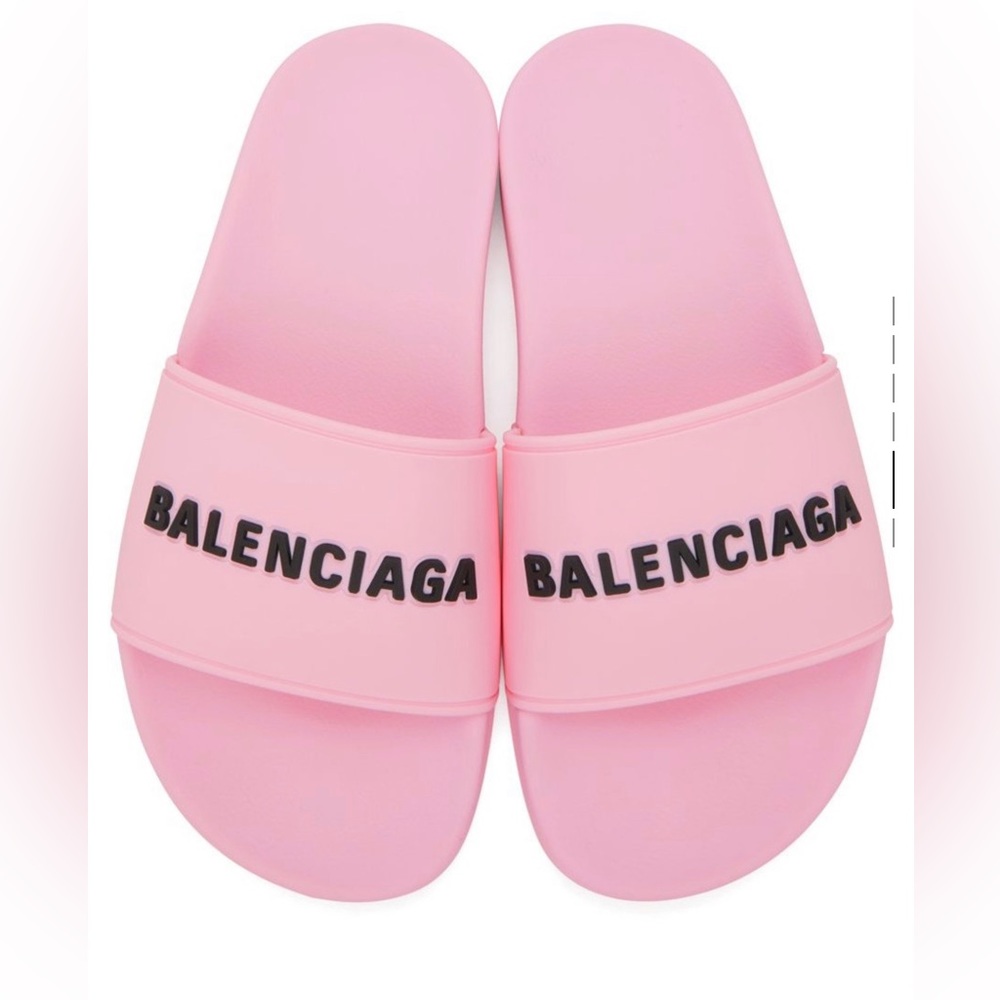 Balenciaga pink pool logo slides